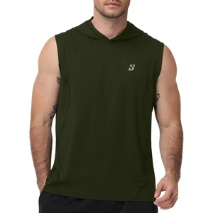 image:imageRoadbox Mens Workout Hooded Tank TopsAthletic Muscle Cut Off SleevelessSummer Casual Hoodie Shirts for GymGreen