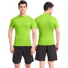 image:imageRoadbox Mens Compression Shirt Mock Turtleneck Athletic Undershirt Short Sleeve Cool Dry T Shirts for Gym Workout SportsLime Green