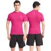 image:imageRoadbox Mens Compression Shirt Mock Turtleneck Athletic Undershirt Short Sleeve Cool Dry T Shirts for Gym Workout SportsRose Red