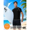 image:imageRoadbox Swim Shirts for Men UPF 50 Short Sleeve Rash Guard UV Sun Protection Quick Dry Water TShirt for Surfing and BeachBlack