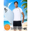 image:imageRoadbox Swim Shirts for Men UPF 50 Short Sleeve Rash Guard UV Sun Protection Quick Dry Water TShirt for Surfing and BeachWhite