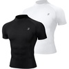 image:imageRoadbox 2 Pack Mens Compression Shirt Short Sleeve Mock Turtleneck Athletic Undershirt Cool Dry Base Layer Top for WorkoutBackwhite