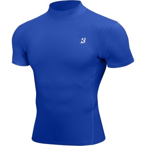 image:imageRoadbox Mens Compression Shirt Mock Turtleneck Athletic Undershirt Short Sleeve Cool Dry T Shirts for Gym Workout SportsRoyal Blue
