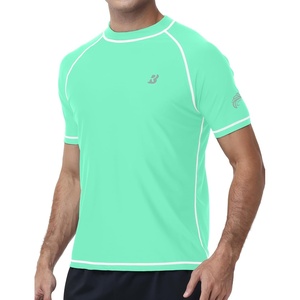 image:imageRoadbox Swim Shirts for Men UPF 50 Short Sleeve Rash Guard UV Sun Protection Quick Dry Water TShirt for Surfing and BeachSea Green