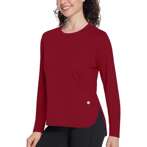 image:imageRoadbox Womens UPF 50 Sun Protection Shirts Long Sleeve Quick Dry Swim Rash Guard Lightweight Workout Running Hiking Tops10 Dark Red