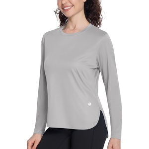 image:imageRoadbox Womens UPF 50 Sun Protection Shirts Long Sleeve Quick Dry Swim Rash Guard Lightweight Workout Running Hiking Tops11 Light Grey