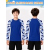 image:imageRoadbox Boys Rash Guard Long Sleeve UPF 50 Kids Toddler Swim Shirt UV Sun Protection Youth Water Shirts for Beach SurfAroyal Blue