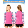 image:imageRoadbox Boys Rash Guard Long Sleeve UPF 50 Kids Toddler Swim Shirt UV Sun Protection Youth Water Shirts for Beach SurfBbright Pink