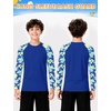 image:imageRoadbox Boys Rash Guard Long Sleeve UPF 50 Kids Toddler Swim Shirt UV Sun Protection Youth Water Shirts for Beach SurfBdeep Blue