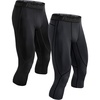 image:imageRoadbox 2 Pack Mens 34 Compression Pants Athletic Basketball Workout Tights Leggings Sport Running Spandex Base LayerBlackgray