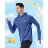 image:imageRoadbox UPF 50 Fishing Shirts for Men Long Sleeve UV Sun Protection Lightweight Rash Guard Hoodie for Hiking WorkoutBlue