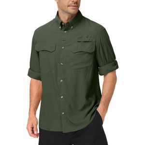 image:imageRoadbox Mens Sun Protection Fishing Shirt Long Sleeve Cool Dry Lightweight UPF 50 Shirts for Hiking Safari Camping TravelArmy Green