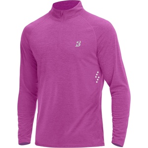 image:imageRoadbox UPF 50 Long Sleeve Shirts for Men  Quarter Zip Pullover Quick Dry Rash Guard for Running Golf Fishing WorkoutBright Purple