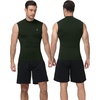 image:imageRoadbox Mens Compression Tank Top Mock Turtleneck Sleeveless Shirt Fitted Athletic Base Layer for Gym WorkoutArmy Green