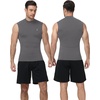 image:imageRoadbox Mens Compression Tank Top Mock Turtleneck Sleeveless Shirt Fitted Athletic Base Layer for Gym WorkoutDark Gray