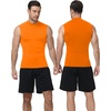 image:imageRoadbox Mens Compression Tank Top Mock Turtleneck Sleeveless Shirt Fitted Athletic Base Layer for Gym WorkoutOrange