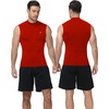 image:imageRoadbox Mens Compression Tank Top Mock Turtleneck Sleeveless Shirt Fitted Athletic Base Layer for Gym WorkoutTomato Red