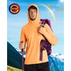 image:imageRoadbox Mens UPF 50 Fishing Shirt Long Sleeve UV Sun Protection Hoodies Quick Dry Rash Guard for Hiking Outdoor WorkingStyle 1electric Orange