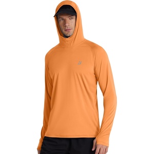 image:imageRoadbox Mens UPF 50 Fishing Shirt Long Sleeve UV Sun Protection Hoodies Quick Dry Rash Guard for Hiking Outdoor WorkingStyle 1electric Orange