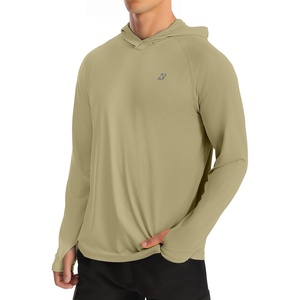 image:imageRoadbox Mens UPF 50 Sun Hoodie Long Sleeve UV Protection Fishing Shirts Lighweight SPF Hiking Running Swim Rash GuardLight Khaki