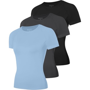 image:imageRoadbox Womens Compression Shirts Short Sleeve Workout Tops Athletic Gym TShirt Yoga Running Quick Dry Base LayerBlackdark Graylight Blue