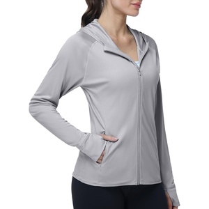 image:imageRoadbox Womens UPF 50 Sun Protection Hoodie Jacket Lightweight SPF Long Sleeve Full Zip Workout Shirts for Hiking Running16 Light Gray