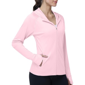 image:imageRoadbox Womens UPF 50 Sun Protection Hoodie Jacket Lightweight SPF Long Sleeve Full Zip Workout Shirts for Hiking Running17 Pink