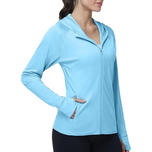 image:imageRoadbox Womens UPF 50 Sun Protection Hoodie Jacket Lightweight SPF Long Sleeve Full Zip Workout Shirts for Hiking Running18 Lake Blue
