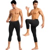 image:imageRoadbox Mens 34 Compression Pants Running Workout Tights Leggings Sport Basketball Athletic Football Capri Base LayerBlack