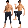 image:imageRoadbox Mens 34 Compression Pants Running Workout Tights Leggings Sport Basketball Athletic Football Capri Base LayerDark Gray
