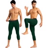 image:imageRoadbox Mens 34 Compression Pants Running Workout Tights Leggings Sport Basketball Athletic Football Capri Base LayerDark Green