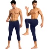 image:imageRoadbox Mens 34 Compression Pants Running Workout Tights Leggings Sport Basketball Athletic Football Capri Base LayerNavy Blue