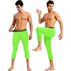 image:imageRoadbox Mens 34 Compression Pants Running Workout Tights Leggings Sport Basketball Athletic Football Capri Base LayerNeon Green