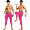 image:imageRoadbox Mens 34 Compression Pants Running Workout Tights Leggings Sport Basketball Athletic Football Capri Base LayerPink