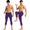 image:imageRoadbox Mens 34 Compression Pants Running Workout Tights Leggings Sport Basketball Athletic Football Capri Base LayerPurple