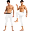 image:imageRoadbox Mens 34 Compression Pants Running Workout Tights Leggings Sport Basketball Athletic Football Capri Base LayerWhite