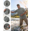 image:imageRoadbox Mens Fishing Shirts Short Sleeve Sun Protection Button Down Quick Dry Cooling Hiking Shirt for Travel Safari CampingLight Gray