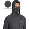image:imageRoadbox Mens UPF 50 Hooded Fishing Shirts Long Sleeve Sun Protection Hoodie Hiking Running Swimming Rash Guard with MaskDark Gray