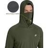 image:imageRoadbox Mens UPF 50 Hooded Fishing Shirts Long Sleeve Sun Protection Hoodie Hiking Running Swimming Rash Guard with MaskDark Green