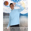 image:imageRoadbox Mens UPF 50 Hooded Fishing Shirts Long Sleeve Sun Protection Hoodie Hiking Running Swimming Rash Guard with MaskLight Blue
