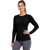 image:imageRoadbox Womens Compression Shirt Long Sleeve Quick Dry Athletic Base Layer Tops UPF 50 Running Workout Underscrub ShirtsBlack