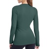 image:imageRoadbox Womens Compression Shirt Long Sleeve Quick Dry Athletic Base Layer Tops UPF 50 Running Workout Underscrub ShirtsDark Green