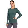 image:imageRoadbox Womens Compression Shirt Long Sleeve Quick Dry Athletic Base Layer Tops UPF 50 Running Workout Underscrub ShirtsDark Green