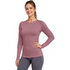 image:imageRoadbox Womens Compression Shirt Long Sleeve Quick Dry Athletic Base Layer Tops UPF 50 Running Workout Underscrub ShirtsDusty Rose
