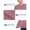 image:imageRoadbox Womens Compression Shirt Long Sleeve Quick Dry Athletic Base Layer Tops UPF 50 Running Workout Underscrub ShirtsDusty Rose