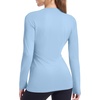 image:imageRoadbox Womens Compression Shirt Long Sleeve Quick Dry Athletic Base Layer Tops UPF 50 Running Workout Underscrub ShirtsLight Blue Grey