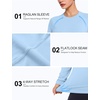 image:imageRoadbox Womens Compression Shirt Long Sleeve Quick Dry Athletic Base Layer Tops UPF 50 Running Workout Underscrub ShirtsLight Blue Grey