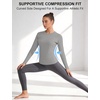 image:imageRoadbox Womens Compression Shirt Long Sleeve Quick Dry Athletic Base Layer Tops UPF 50 Running Workout Underscrub ShirtsLight Grey
