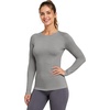 image:imageRoadbox Womens Compression Shirt Long Sleeve Quick Dry Athletic Base Layer Tops UPF 50 Running Workout Underscrub ShirtsLight Grey
