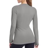image:imageRoadbox Womens Compression Shirt Long Sleeve Quick Dry Athletic Base Layer Tops UPF 50 Running Workout Underscrub ShirtsLight Grey